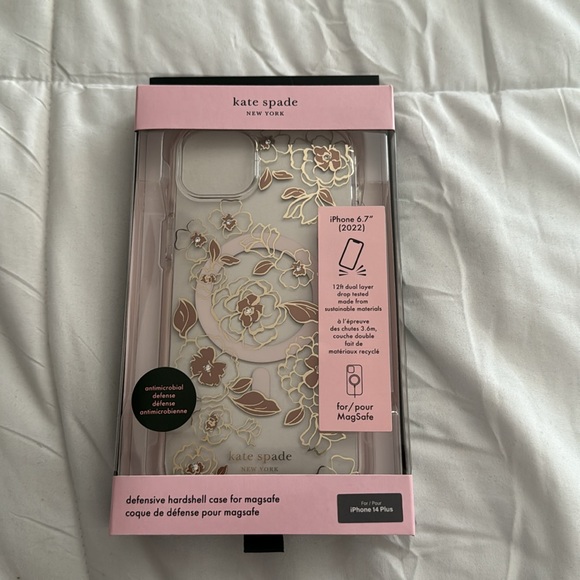 Kate Spade New York Defensive Hardshell for iPhone 14 Plus - Gold Floral - Picture 3 of 4